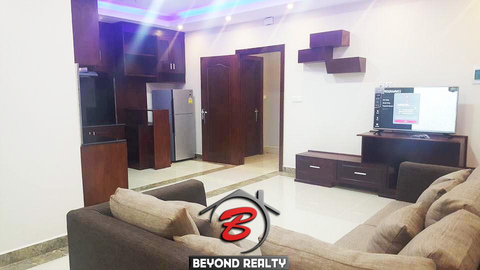 the living room of the 2br cozy serviced flat for rent in BKK3 Phnom Penh Cambodia