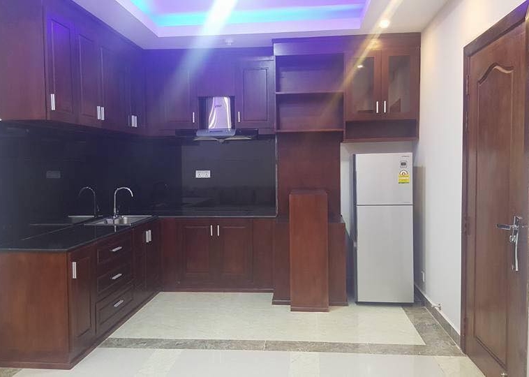 the kitchen of the 2br cozy serviced flat for rent in BKK3 Phnom Penh Cambodia