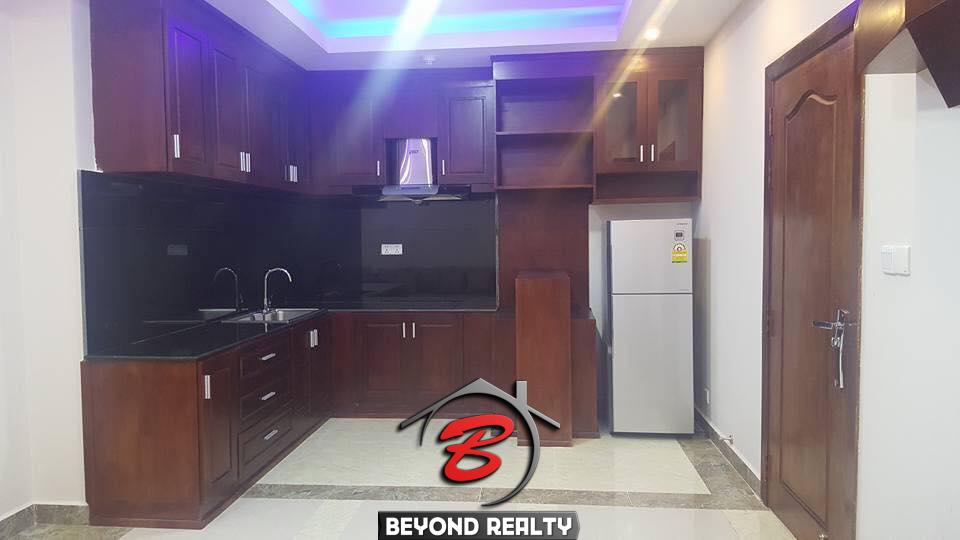 the kitchen of the 2br cozy serviced flat for rent in BKK3 Phnom Penh Cambodia