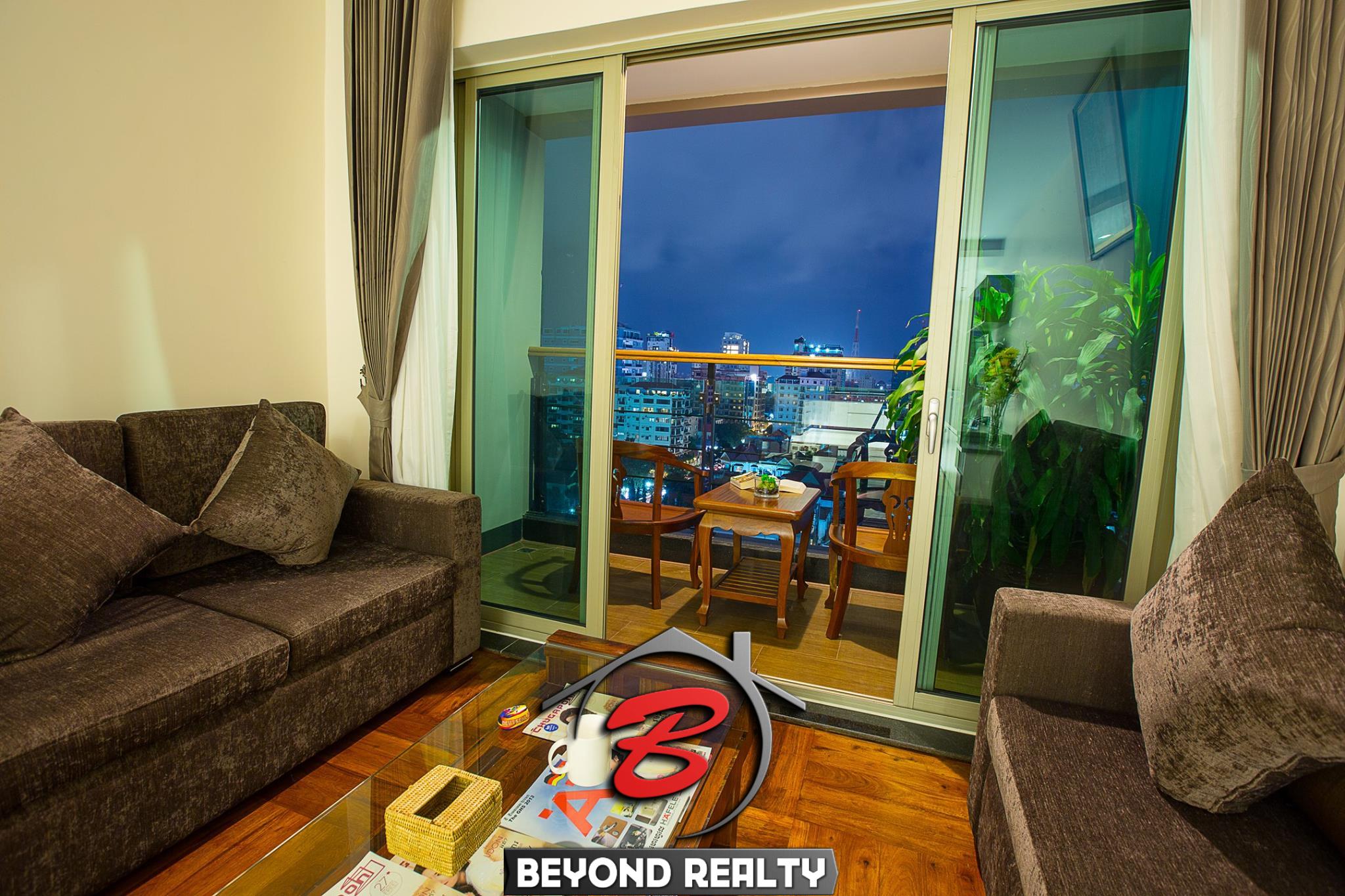 the living room of the 2br luxury apartment for rent in Bkk1 Phnom Penh Cambodia