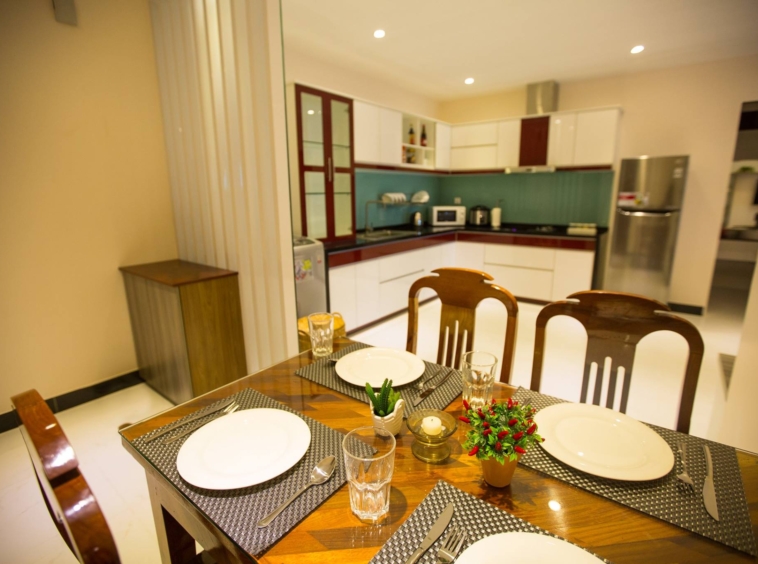 the kitchen of the 2br luxury apartment for rent in Bkk1 Phnom Penh Cambodia