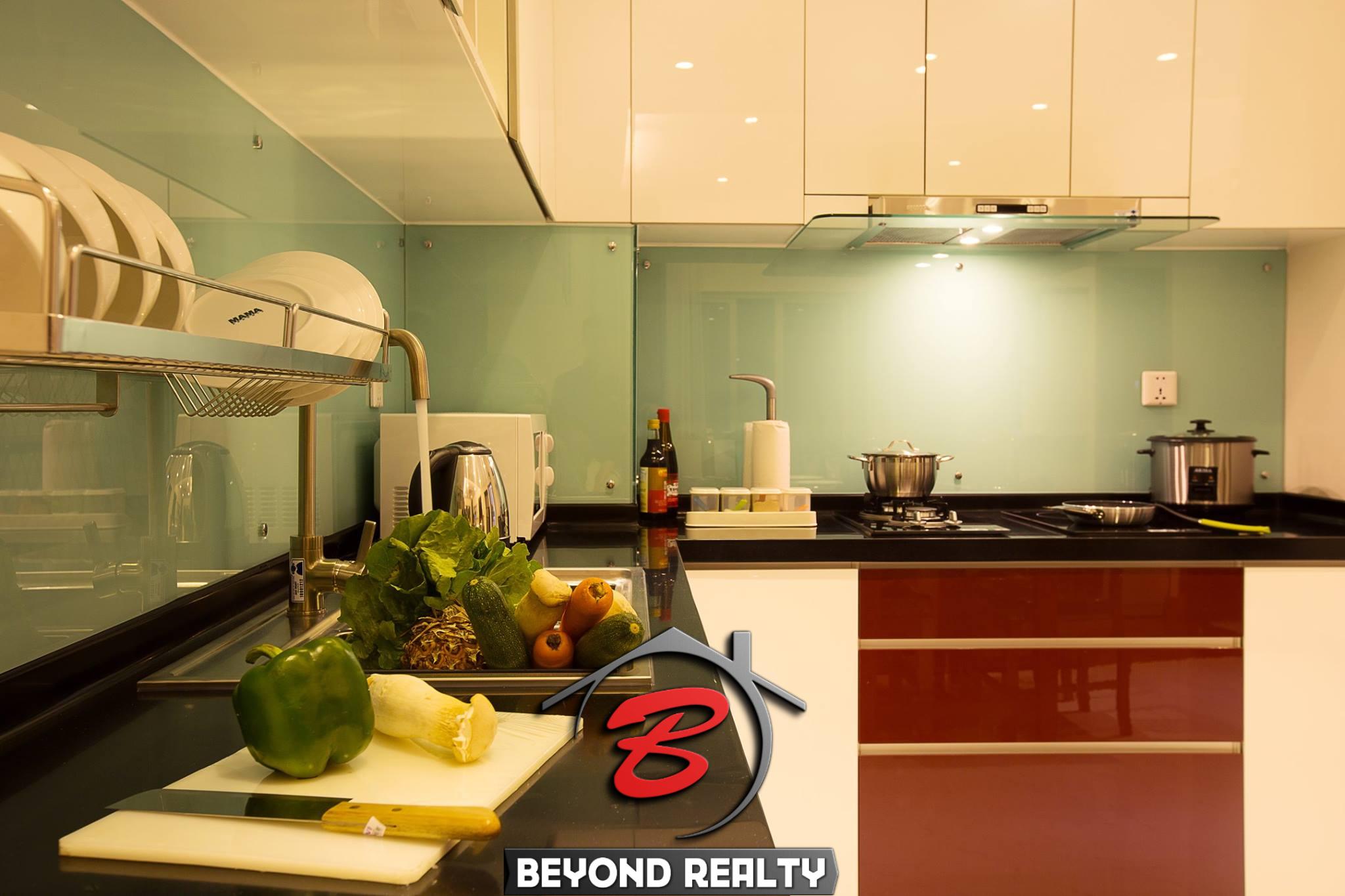 the kitchen of the 2br luxury apartment for rent in Bkk1 Phnom Penh Cambodia