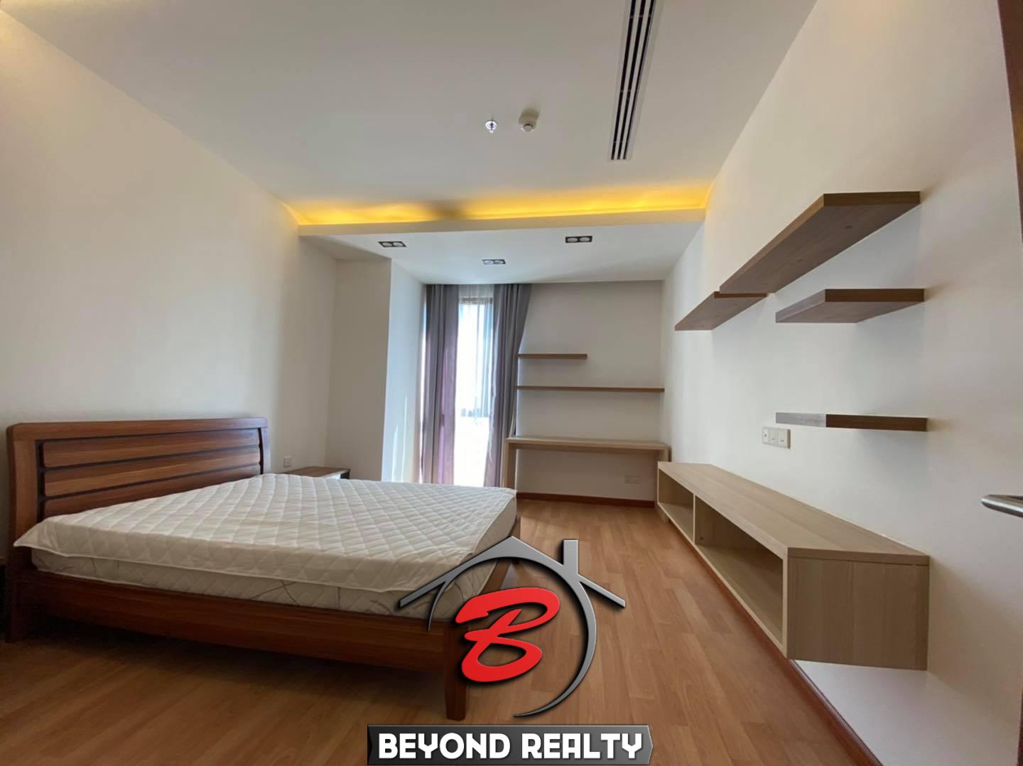 a bedroom of the 2br luxury condo flat for rent in Boeng Raing Daun Penh Phnom Penh riverside