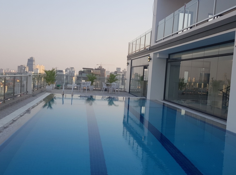 the swimming pool of the 2br luxury residence for rent riverside Boeng Raing Daun Penh Phnom Penh