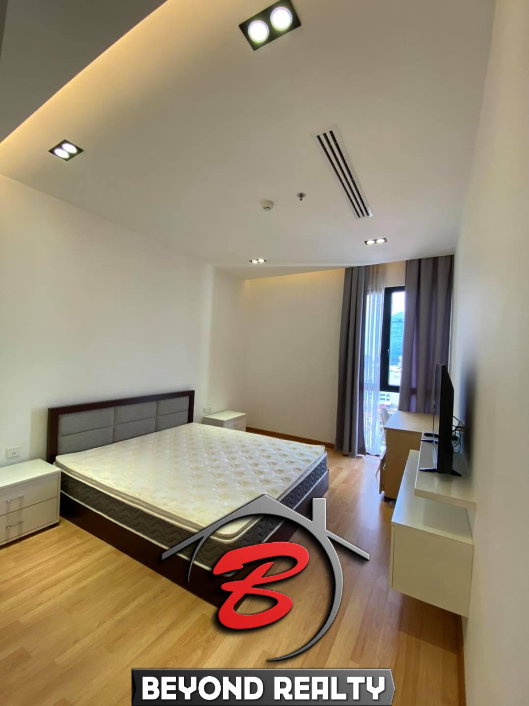 a bedroom of the 2br river-view luxury condo for sale at Aura Condominium in Daun Penh Phnom Penh Cambodia