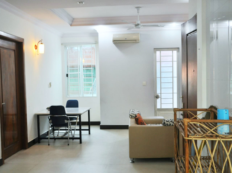 the living room of the 2br serviced apartment for rent in Sangkat Toul Tom Poung in Phnom Penh Cambodia