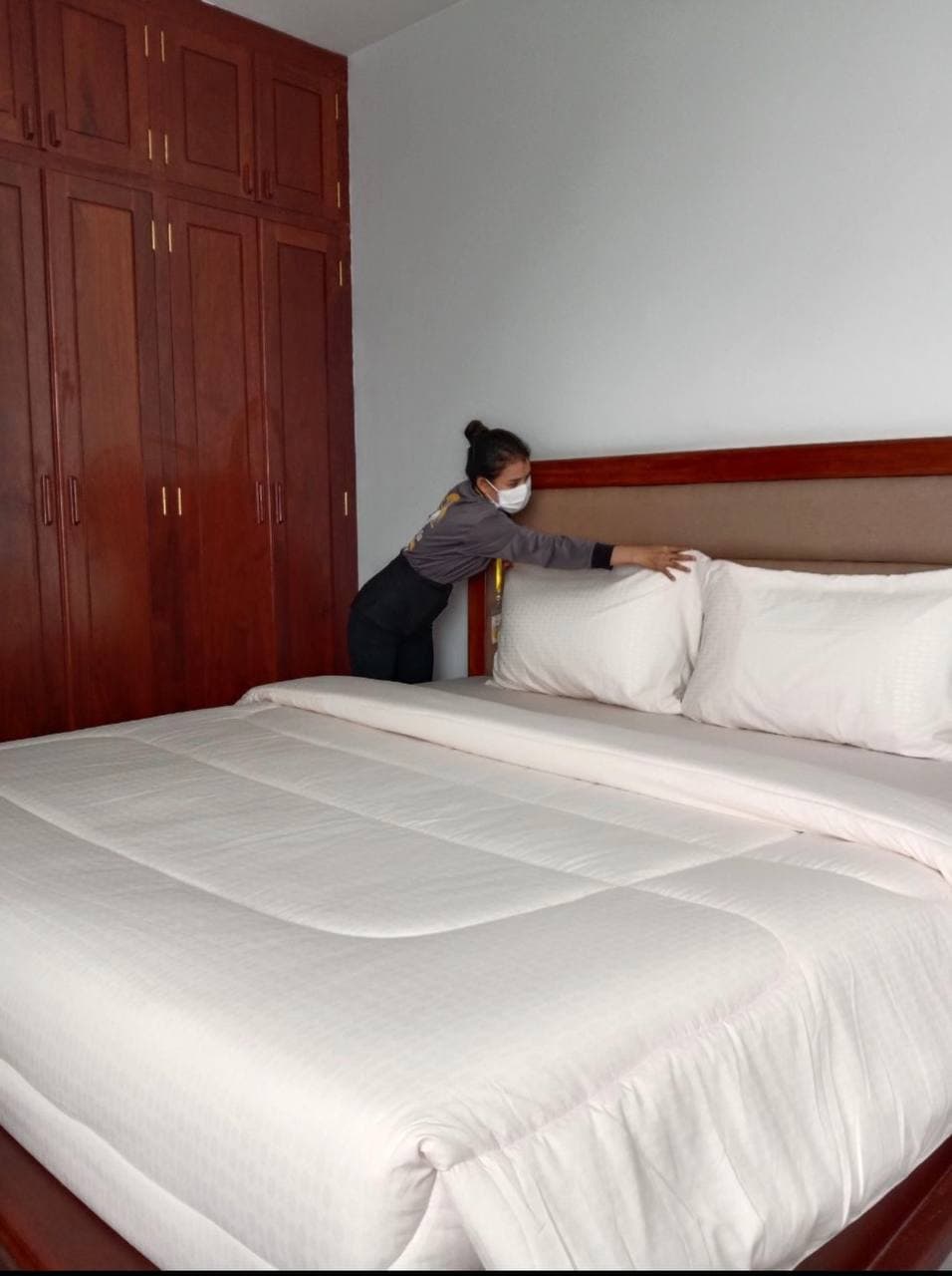 a bedroom of the 2br serviced apartment for rent in Tonle Bassac Phnom Penh Cambodia