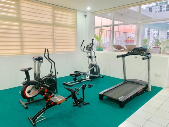 the gym of the serviced apartment for rent in Toul Tom Poung near Mao Tse Boulevard in Phnom Penh Cambodia
