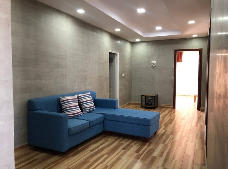 the living room of the 3-bedroom penthouse serviced apartment for rent in Tonle Bassac Phnom Penh Cambodia