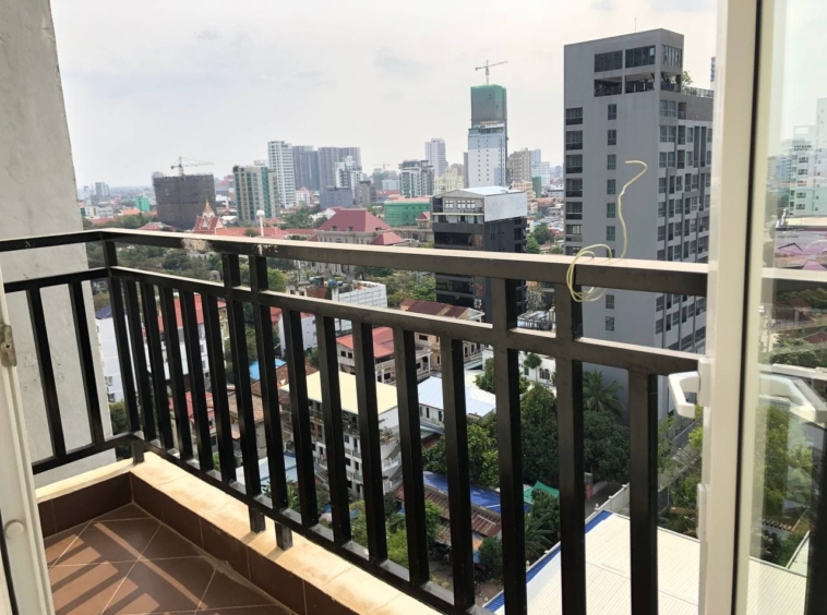 a balcony of the 3-bedroom penthouse serviced apartment for rent in Tonle Bassac Phnom Penh Cambodia