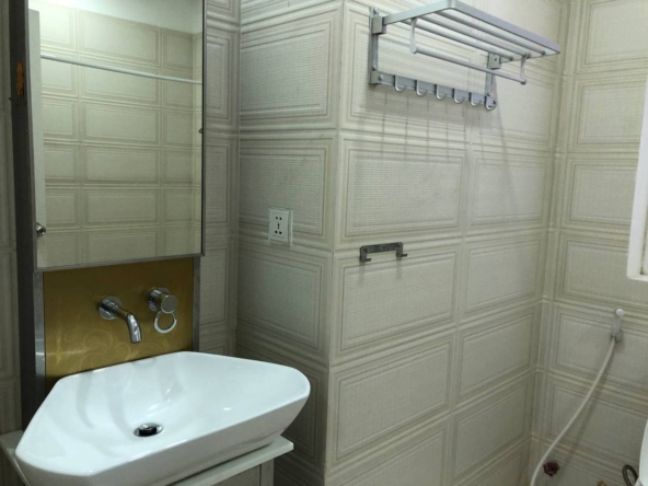 a bathroom of the 3-bedroom penthouse serviced apartment for rent in Tonle Bassac Phnom Penh Cambodia