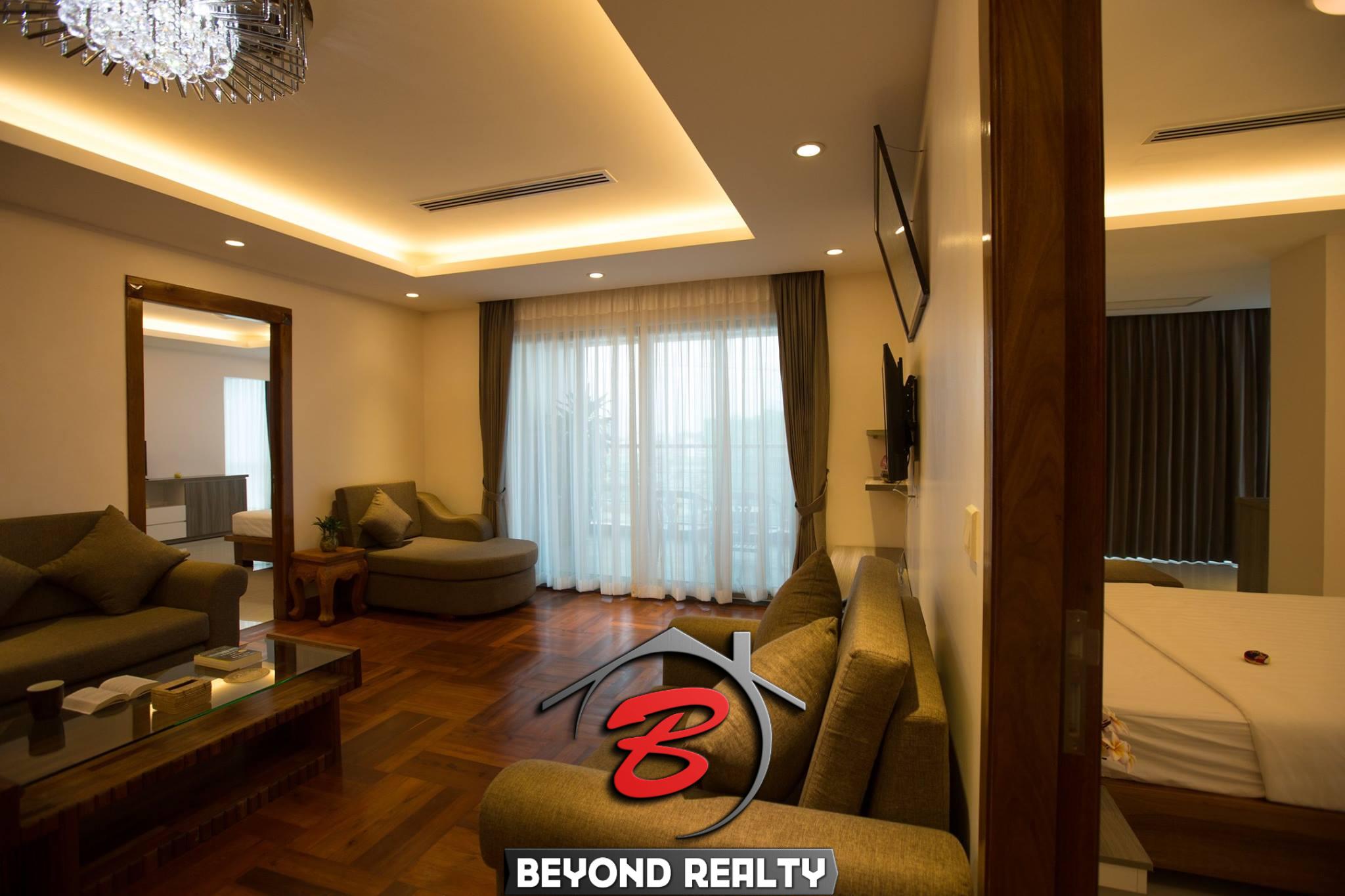 the living room of the luxury penthouse for rent in BKK1 Phnom Penh Cambodia