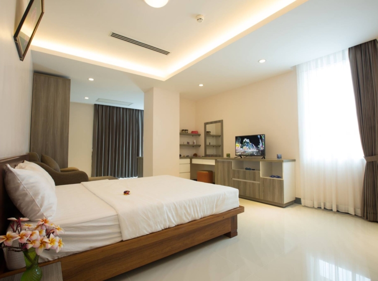 a bedroom of the luxury penthouse for rent in BKK1 Phnom Penh Cambodia