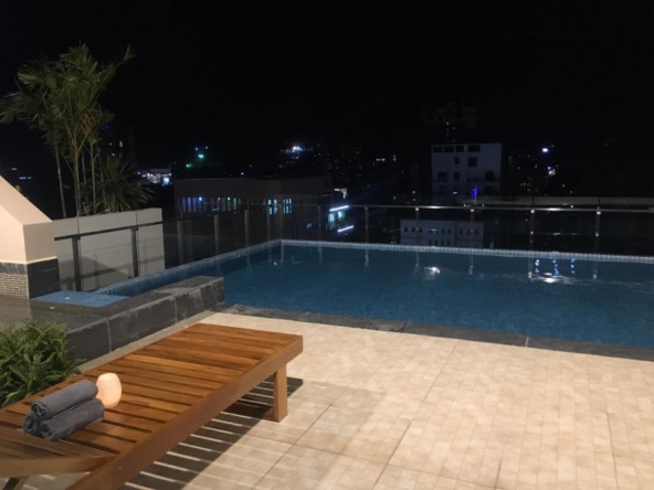 the swimming pool of the serviced apartment for rent in BKK1 in Phnom Penh Cambodia