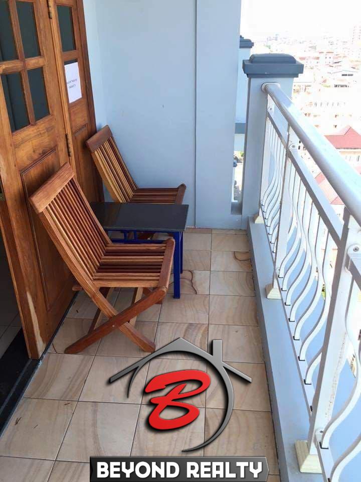 a balcony of the studio serviced apartment for rent in BKK3 in Phnom Penh Cambodia