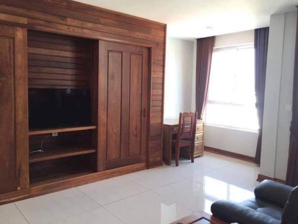the bedroom of the studio serviced apartment for rent in BKK3 in Phnom Penh Cambodia