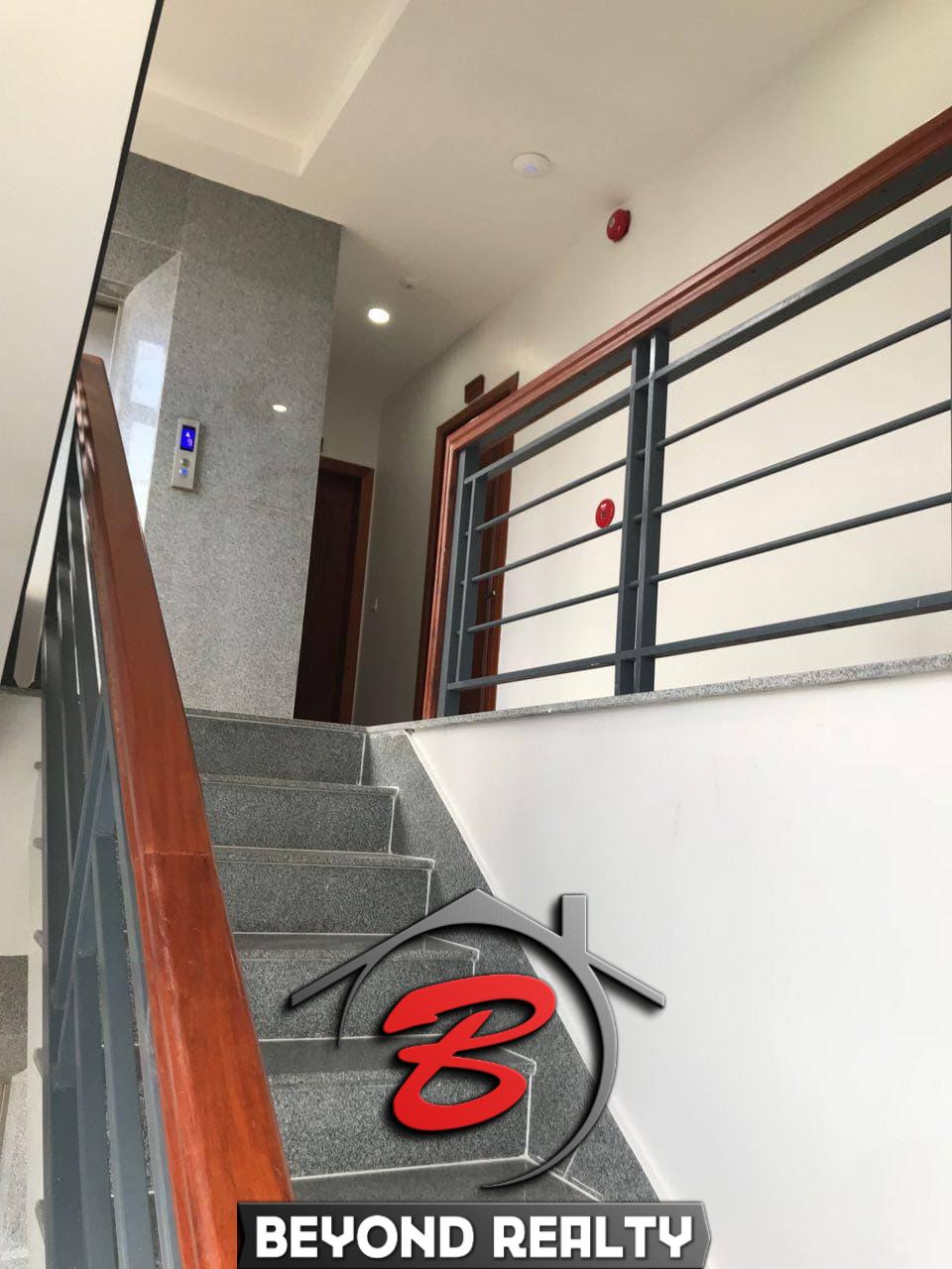 the elevator and the stairs of the serviced apartment for rent in Tonle Bassac Phnom Penh Cambodia