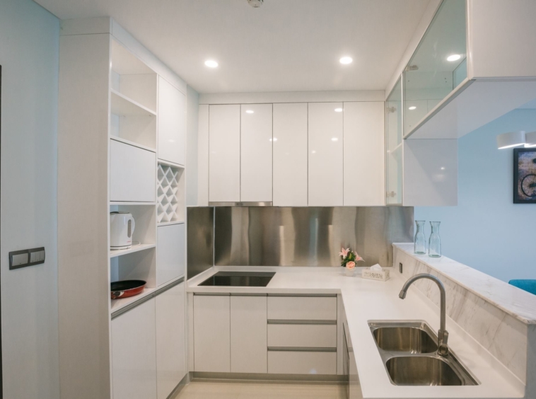 the kitchen of the 2-bedroom rental flat in Koh Pich Tonle Bassac Phnom Penh