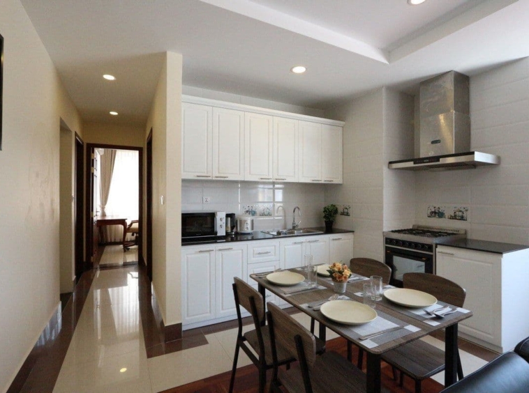 the kitchen of the 2br residence for rent in BKK1 Phnom Penh Cambodia