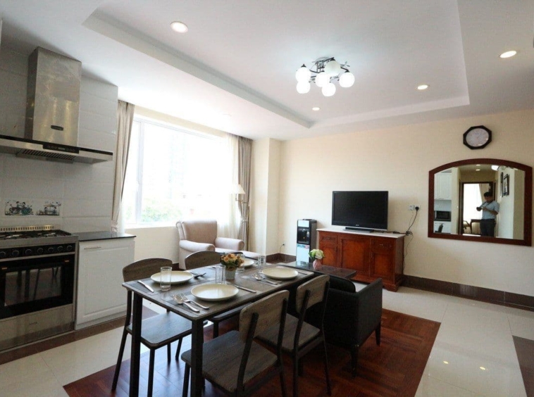 the living room of the 2br residence for rent in BKK1 Phnom Penh Cambodia