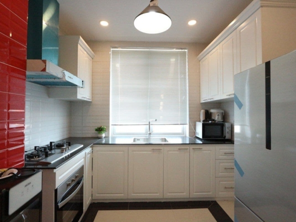 the kitchen of the 3-bedroom apartment for rent in BKK1 Phnom Penh Cambodia