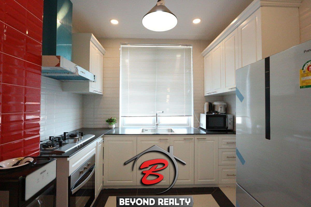 the kitchen of the 3-bedroom apartment for rent in BKK1 Phnom Penh Cambodia