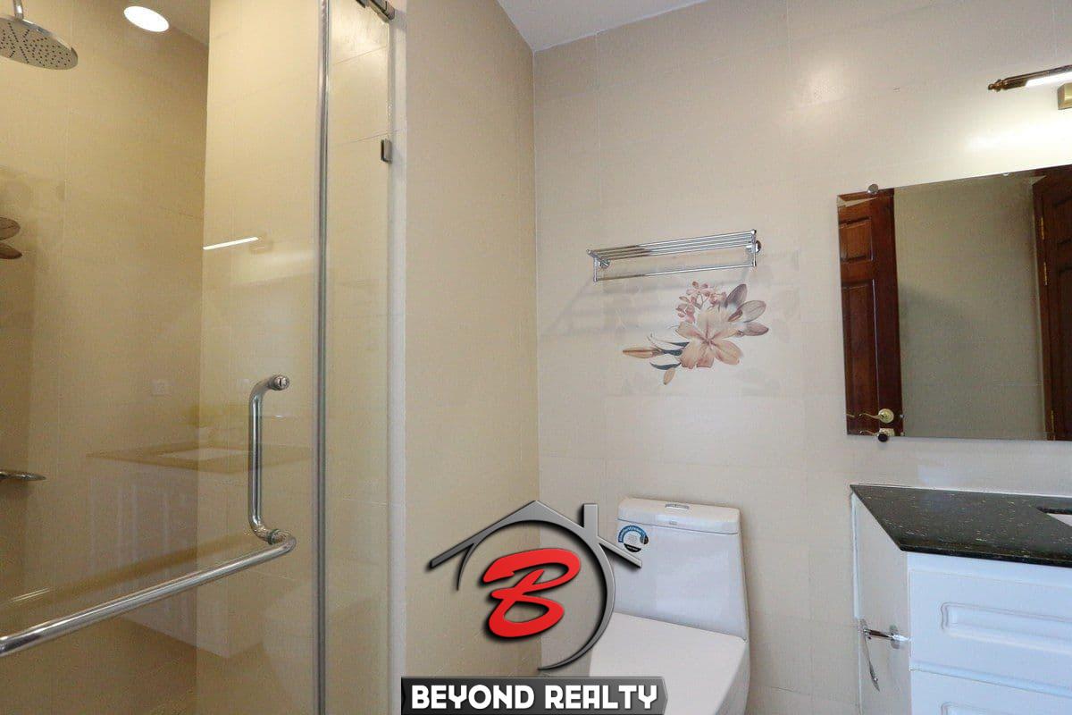 a bathroom of the 3-bedroom apartment for rent in BKK1 Phnom Penh Cambodia