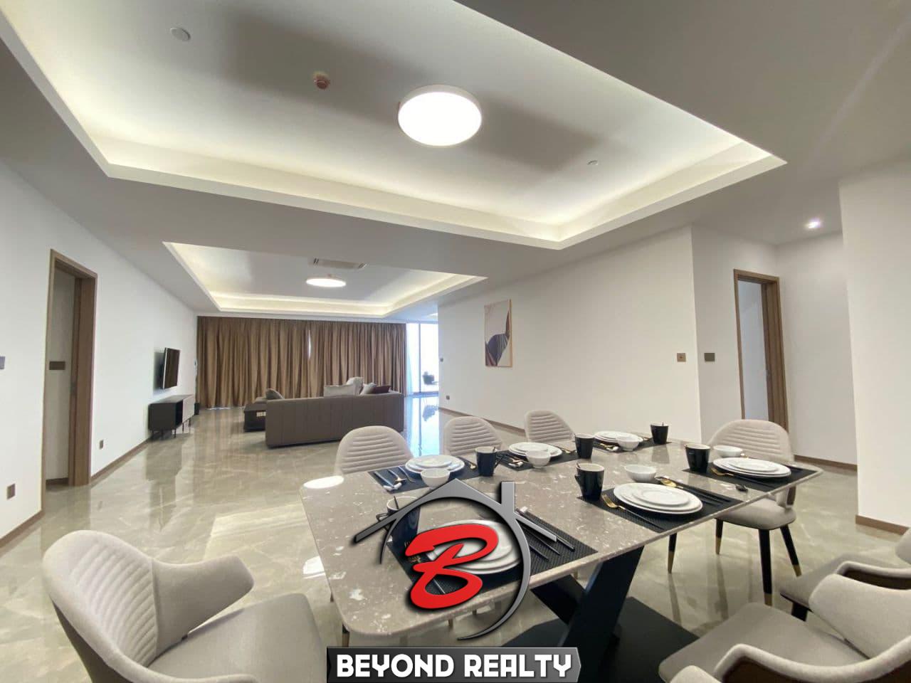 The living room of the 3-bedroom luxury spacious serviced flat for rent