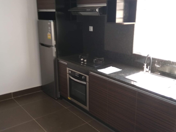 the kitchen of the renovated apartment for sale in Riverside area Daun Penh Phnom Penh