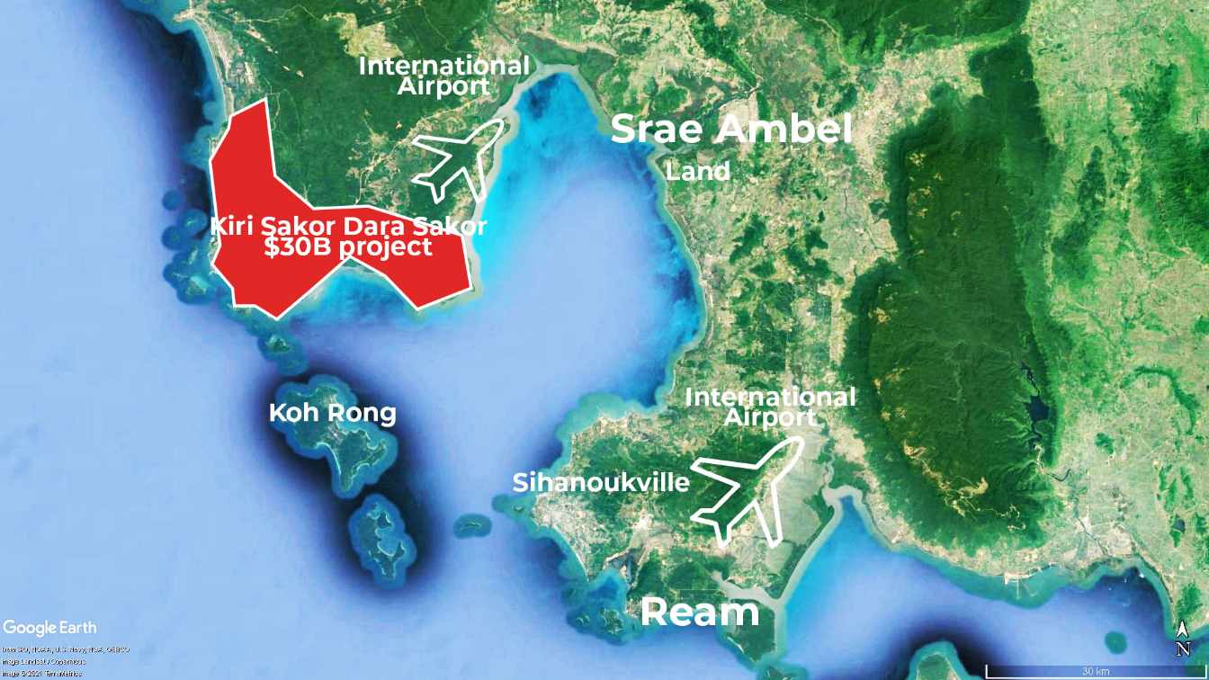 satelitte layout real estate strategic map of Srae Ambel, Koh Kong, Dara Sakor, Sihanoukville