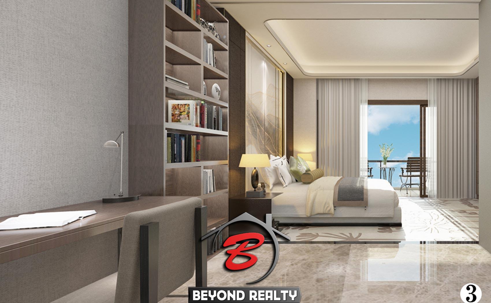 the bedroom of the 1-bedroom condo unit for sale at Seagate Suite at Mlob Chrey Beach in Sihanoukville