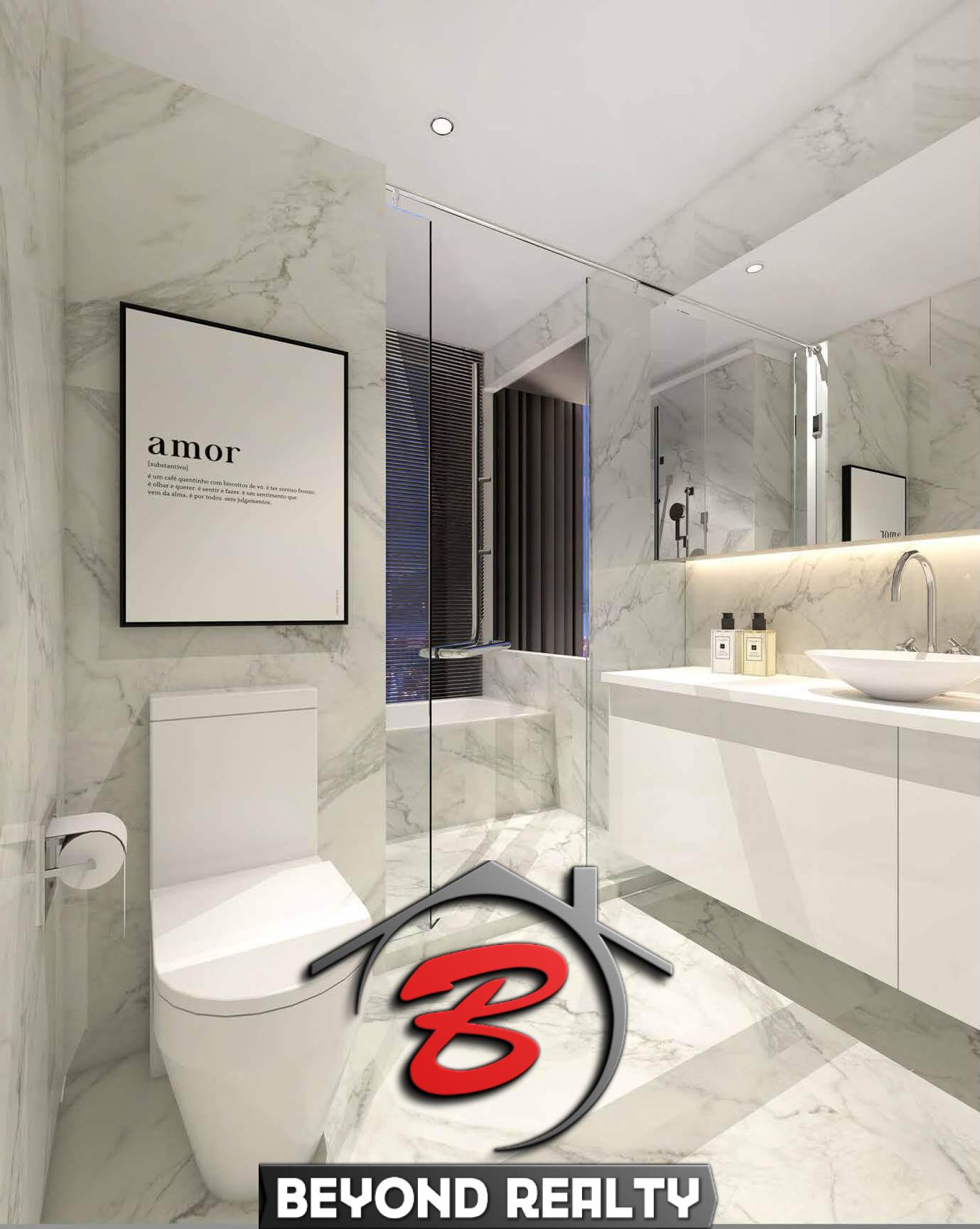 a bathroom of the 2-bedroom resale condo for sale at J-Tower 2 in BKK1 Phnom Penh Cambodia