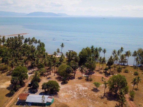 aerial view of the beachfront land for sale in Changhaon, Tuek Chhou Kampot Cambodia