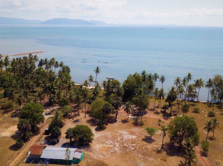 aerial view of the beachfront land for sale in Changhaon, Tuek Chhou Kampot Cambodia