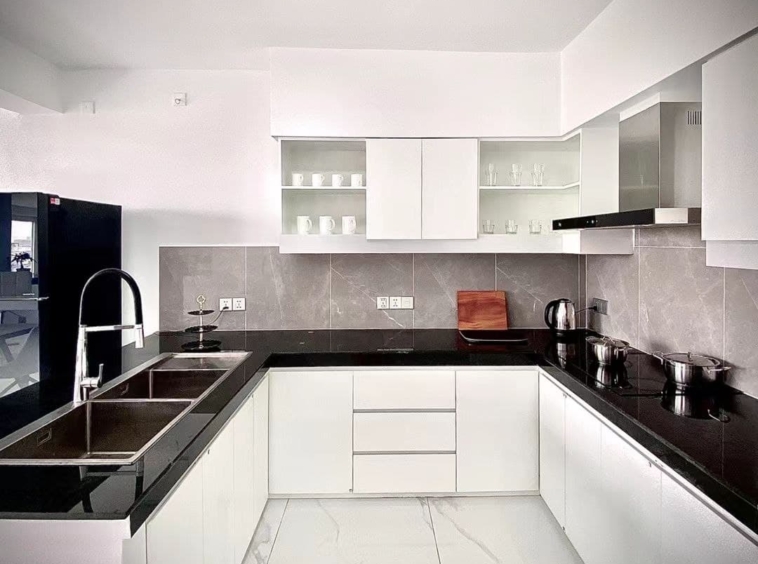 the kitchen of the 2br luxury condo unit resale CVIK 2 in Sangkat 4 Sihanoukville Cambodia