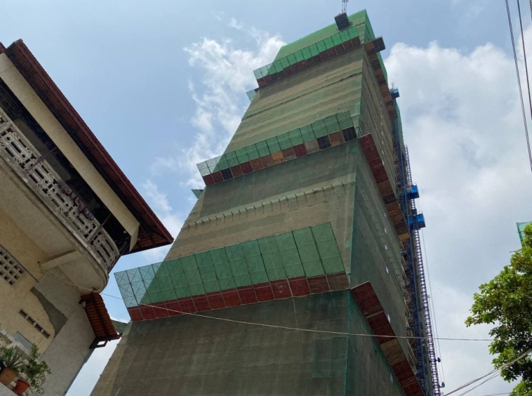 the exterior construction of the J-Tower 2 in BKK1 Phnom Penh Cambodia