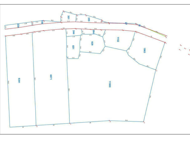 the layout of the land plots in the riverside land for sale in Ta Doeb Andoung Khmer Kampot Cambodia