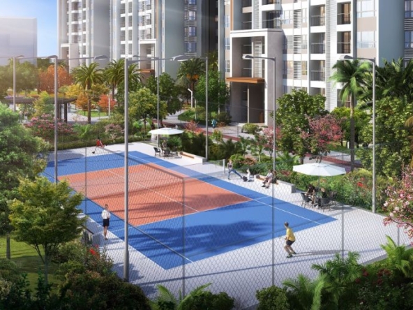 the tennis courts at R&F City RF City condo for sale on Hun Sen Boulevard in Phnom Penh Cambodia