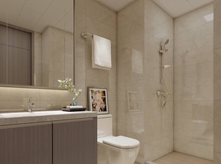 the bathroom of the studio condo for sale at Prince Golden Bay in Sihanoukville