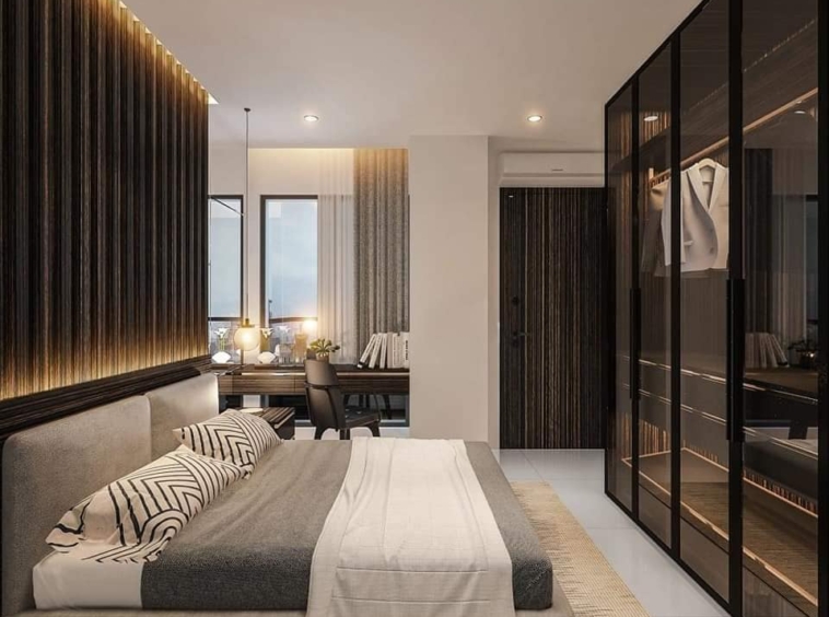the bedroom of the 1 bedroom condo for sale at 88 residences in Sihanoukville